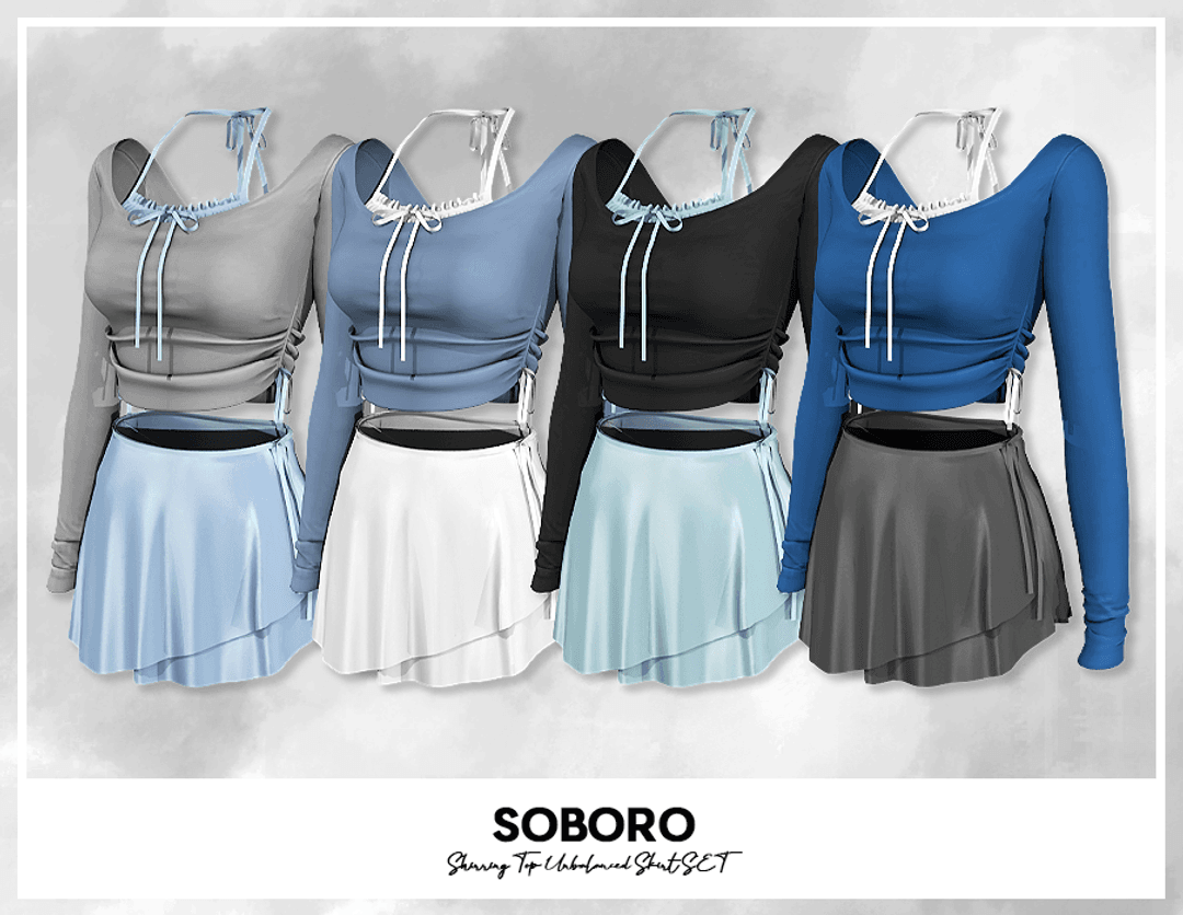 Скриншот мода Комплект Shirring Top Unbalanced Skirt